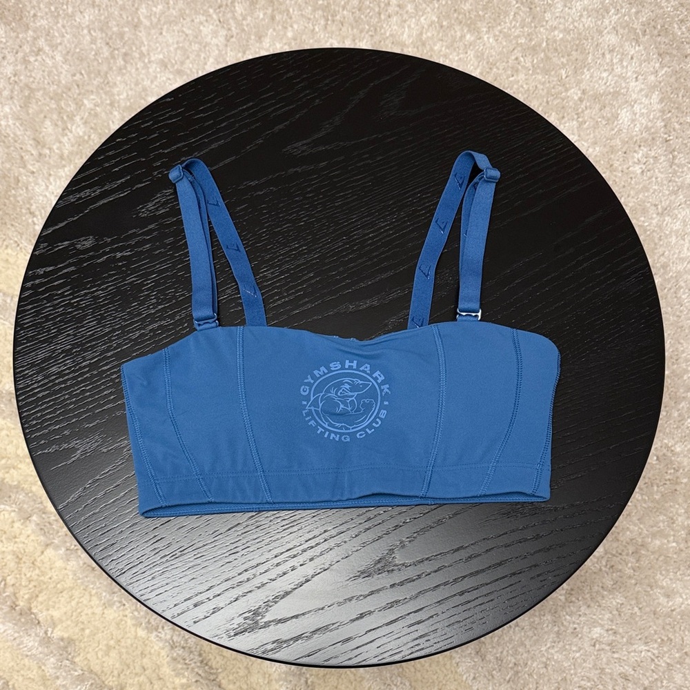 Gymshark Legacy Bandeau Blue Sports Bra with removable straps